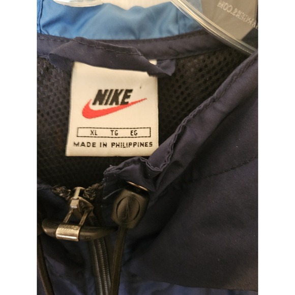 Nike Men's Blue Windbreaker Hoodie Jacket #56323 1/4 Zip Orange Logo, Size XL - Picture 3 of 11